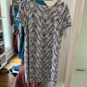 Blue and White Floral Lace Dress